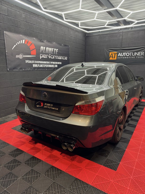 Ligne inox type M5 en double sortie pour BMW 530D E60 – Fabrication sur mesure à Chalon-sur-Saône